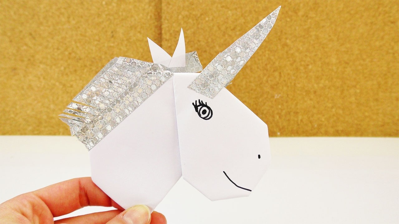 DIY EINHORN aus Origami Herz + Washi Tape selber basteln | DEKO oder Einladung selber machen