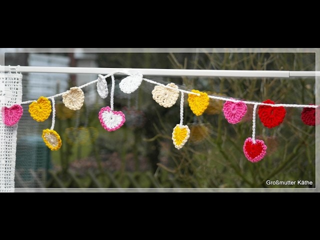 Valentinstag DIY Girlande mit Herzen häkeln - Happy Valentine`s day DIY crochet heart garland