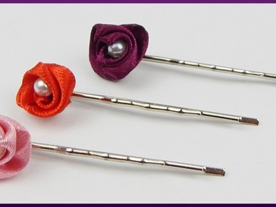 DIY Kanzashi | Bobby pins mit Satinband Rosen basteln | Haarschmuck | Hair pins with ribbon roses