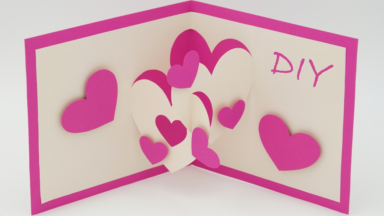 Pop-Up Karten basteln mit Papier - Herz Karte selber machen - DIY