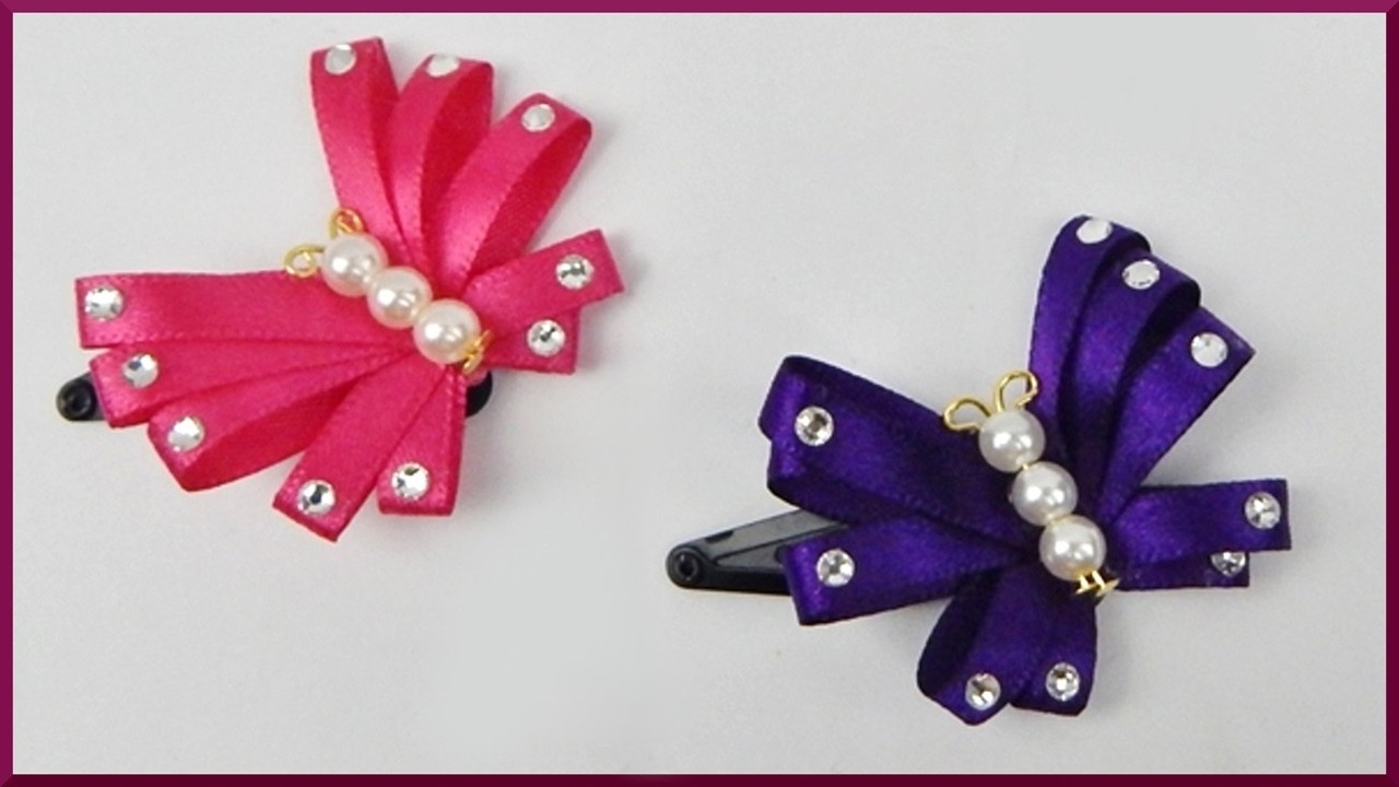 DIY Kanzashi | Haarspange mit Schmetterling basteln | Ribbon butterfly barrette | hair accessories