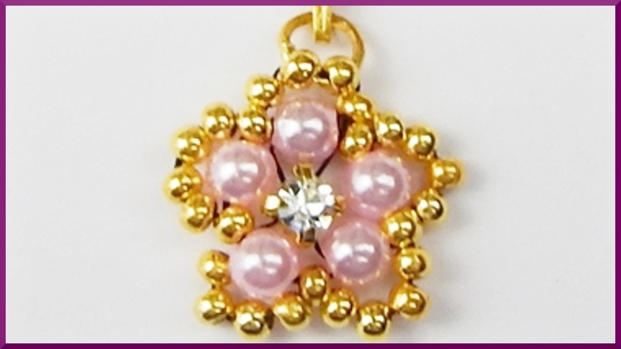 DIY | Blumen Anhänger aus Perlen fädeln | Beaded flower pendant | Pearl jewellery necklace