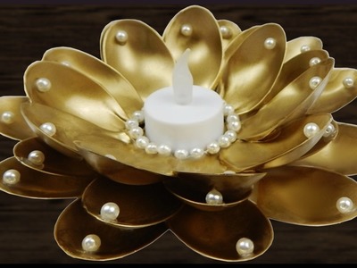 DIY | Löffel Blumen Teelichthalter basteln | Flower Tea light holder made of spoons | decoration