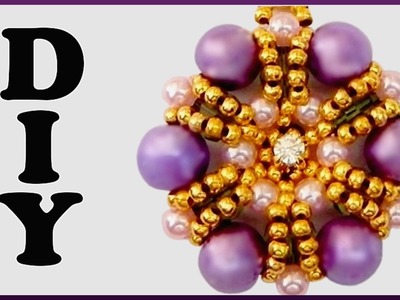 DIY | Blumen Ketten Perlenanhänger fädeln | Beaded pendant with pearls and seed beads | jewellery
