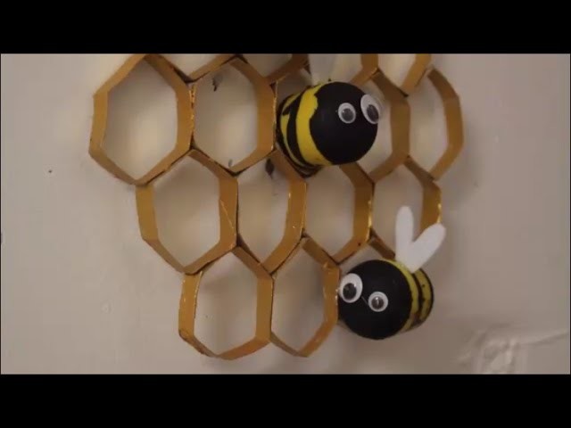 DIY: Bienenwaben mit Bienen. basteln mit Kindern. Deko Dekoration selber machen