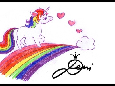 Regenbogen Einhorn zeichnen für Mädchen ♥ how to draw a rainbow unicorn for girls ♥ 7 colors