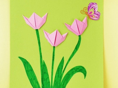 Basteln mit Kindern | FRÜHLING | Origami Tulpen falten | Frühlingsdeko fürs Zimmer