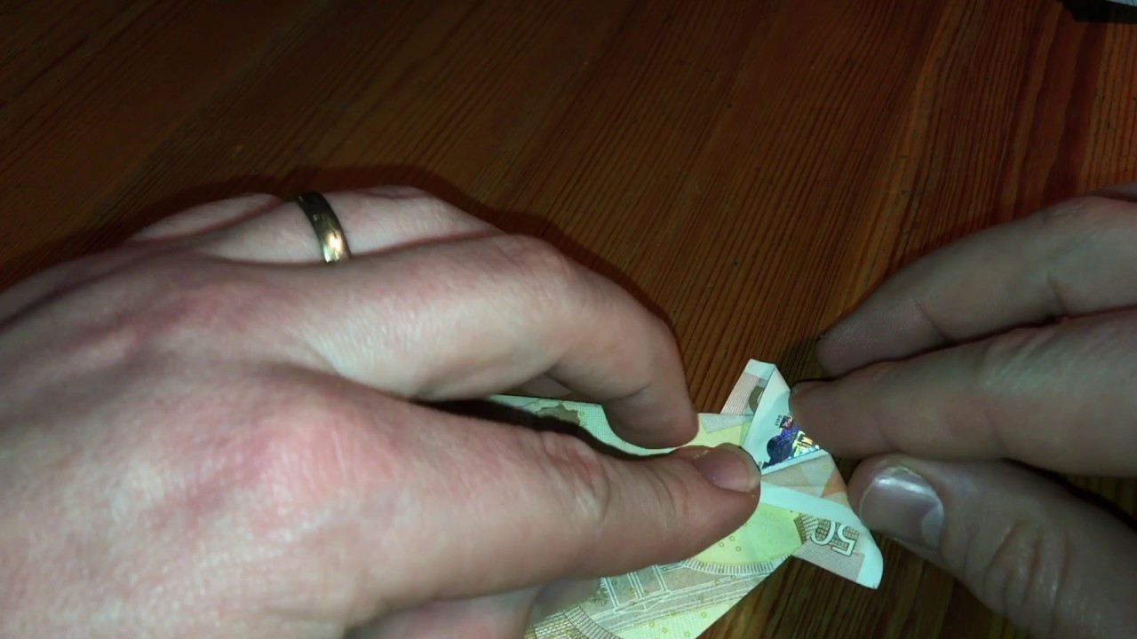 Geldgeschenk falten Fisch aus Geld falten Origami Anleitung how to fold money origami fish