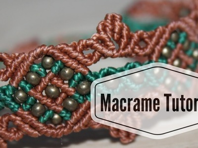 Diamond Square Bracelet with small beads and leaves - Macrame Tutorial