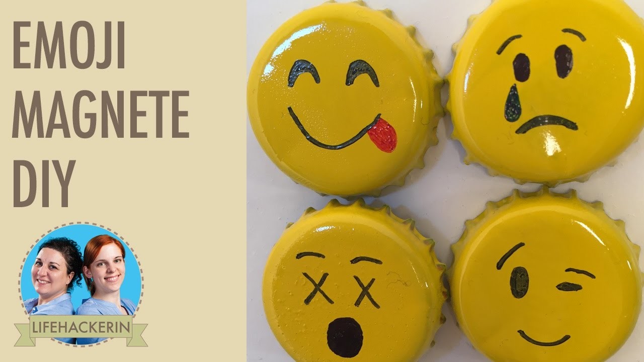 Emoji DIY I Smiley Kronkorken basteln I Magnete selber gestalten