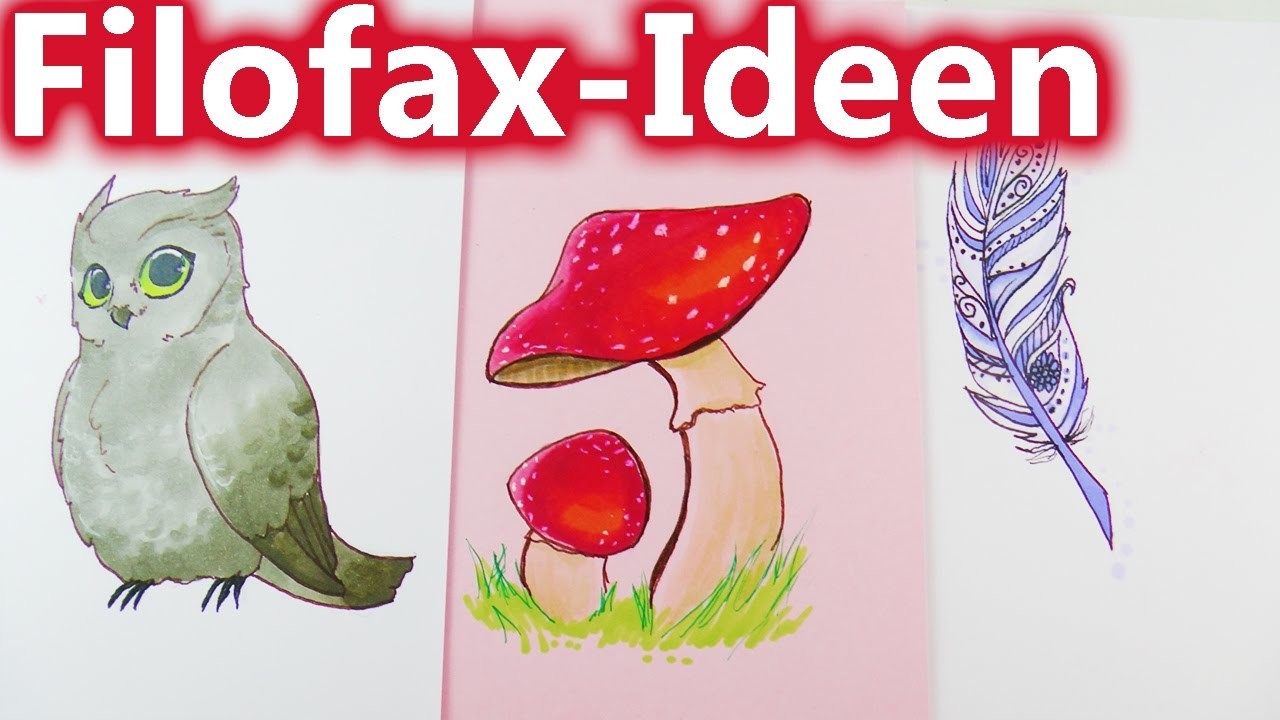 How to draw an owl? EULE PILZ & FEDER malen | Schöne kleine Bilder für den Kalender Filofax