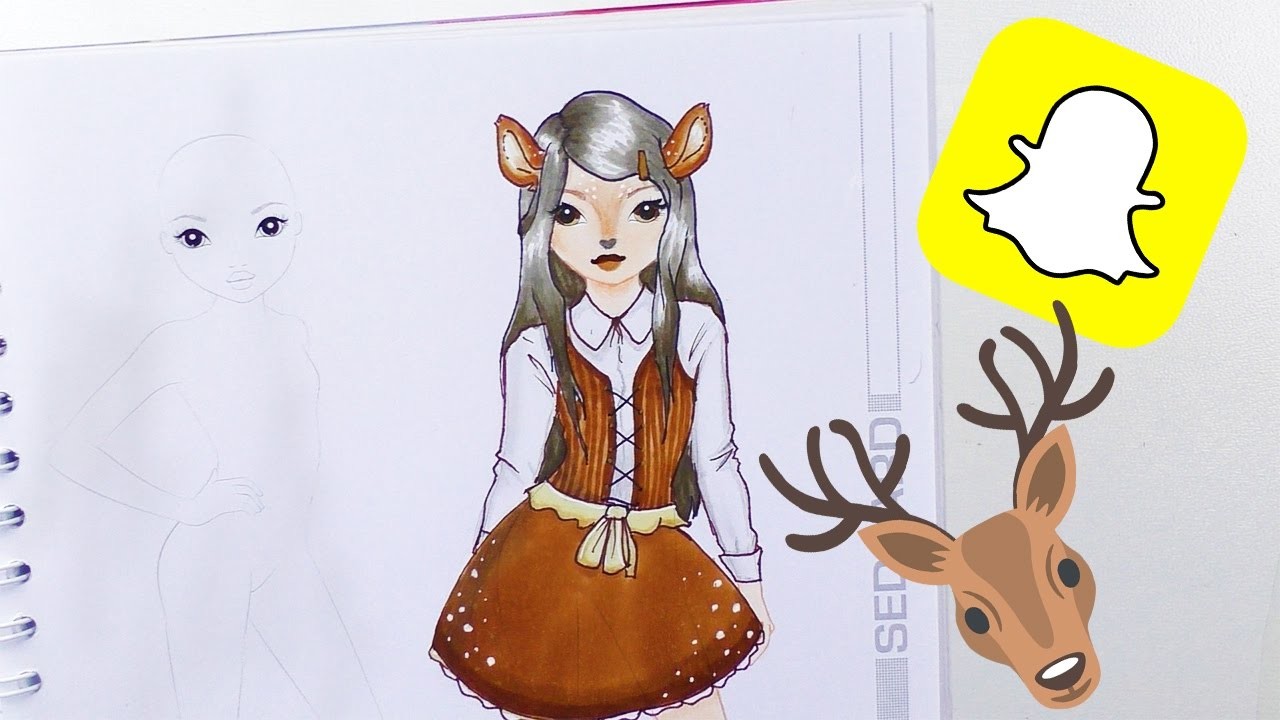 Topmodel malen mit Reh Make up | Inspiriert durch Snapchat Filter | How to draw a deer step by step