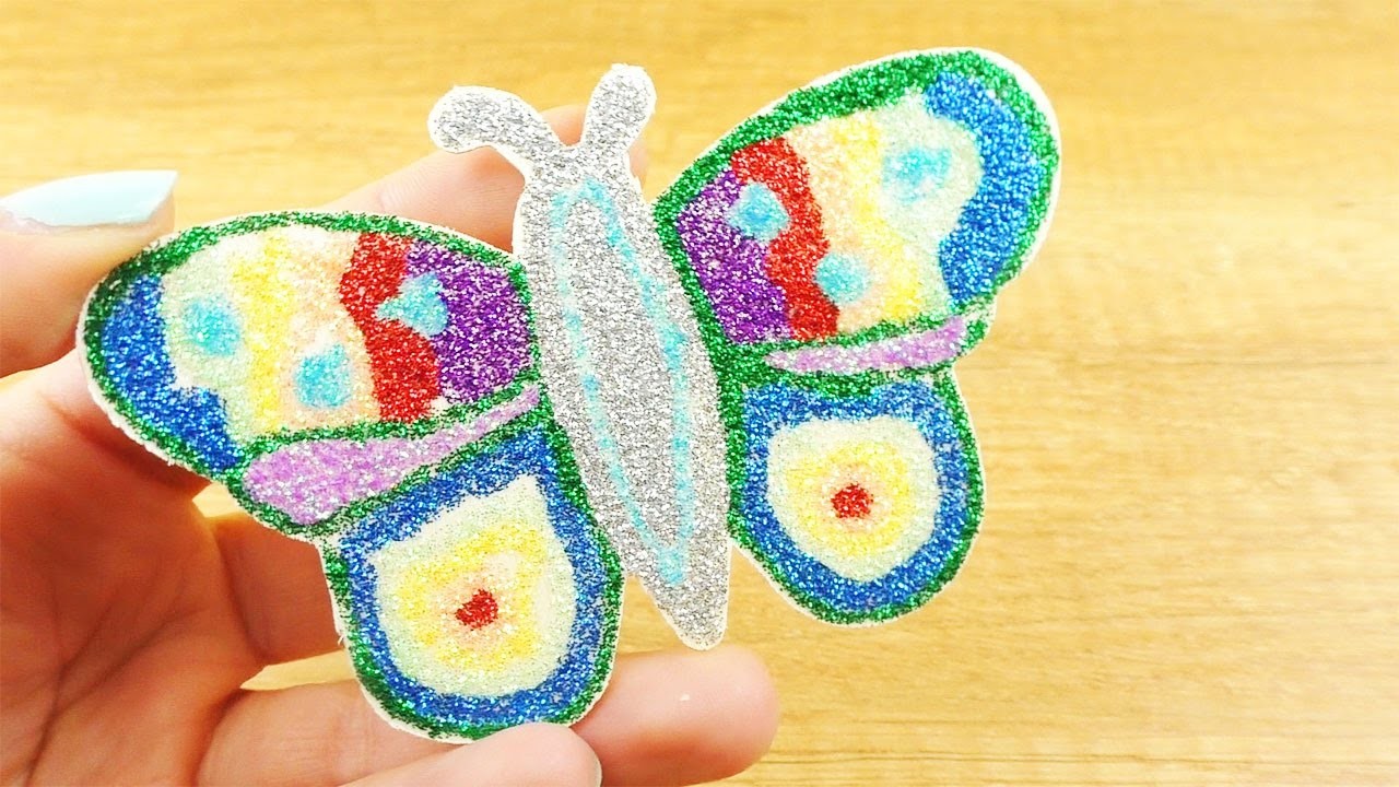 Glitzer Schmetterling | Tolle DIY Deko für den Frühling | Basteln mit Glitzer Kleber | Kids