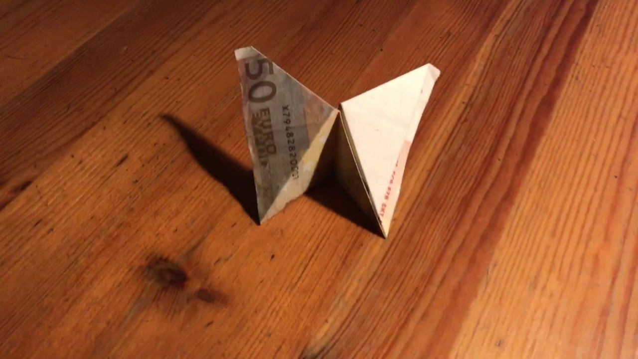 Geldgeschenk falten Schmetterling aus Geld falten Anleitung how to fold money origami butterfly