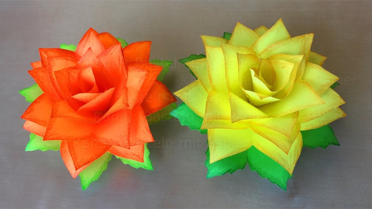 Rosen Basteln mit Papier ???? DIY Blumen basteln mit Kindern. Origami Rose