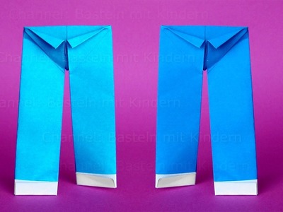 Origami Hose basteln mit Papier - Einfache DIY Origami Kleidung falten mit Kindern. Anfänger
