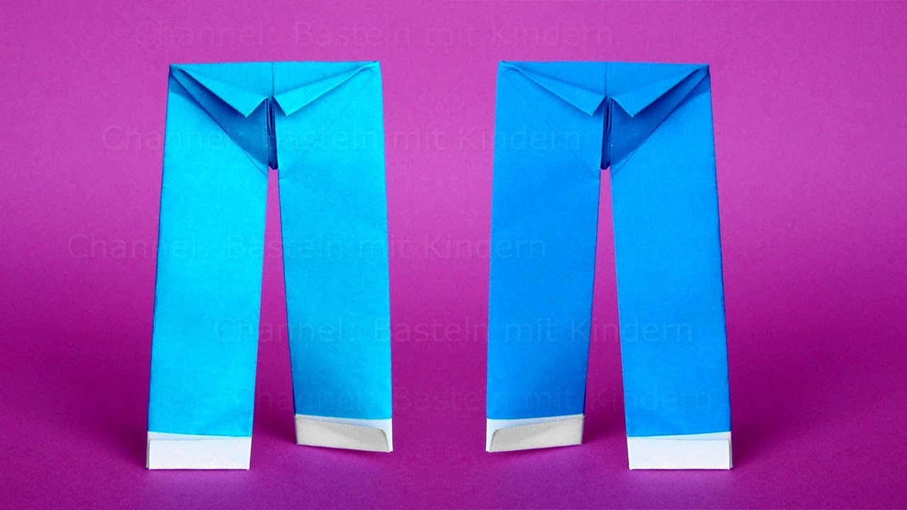Origami Hose basteln mit Papier - Einfache DIY Origami Kleidung falten mit Kindern. Anfänger