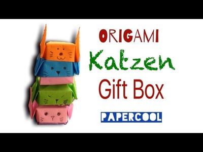 Origami  : Katzen falten mit Papier. Geschenkbox mit Kindern ☆DIY☆Origami Tiere Gesicht.Paper Cool