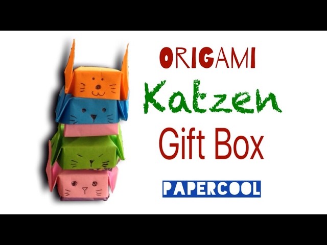 Origami  : Katzen falten mit Papier. Geschenkbox mit Kindern ☆DIY☆Origami Tiere Gesicht.Paper Cool