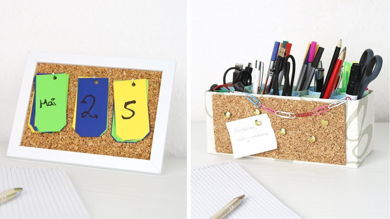3 DIY Ideen für deinen Schreibtisch | Stiftehalter, Kalender, Mauspad