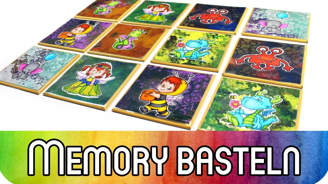Howto: Memory-Spiel basteln für Kleinkinder | Scrapbooking Idee mit Stempeln & Gelli Plate