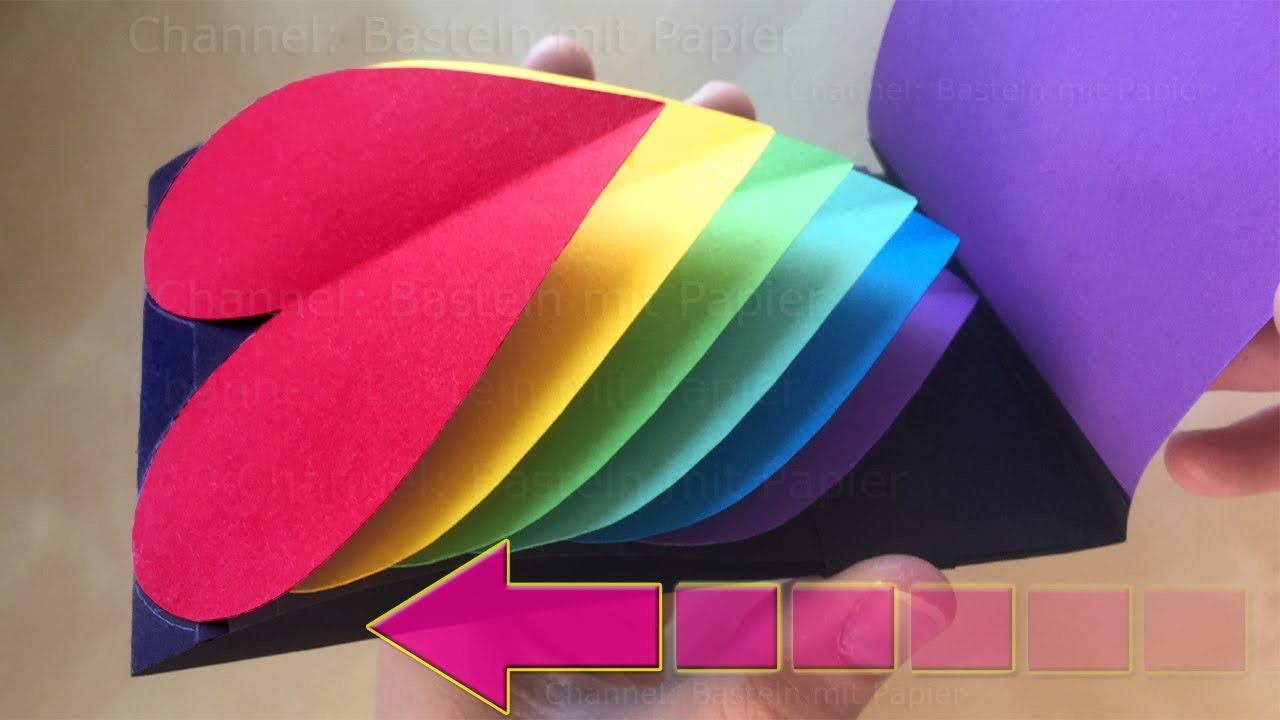 Pop Up Karte basteln mit Papier: Herz ❤ Regenbogen ???? DIY Karte - Bastelideen Geschenke selber machen