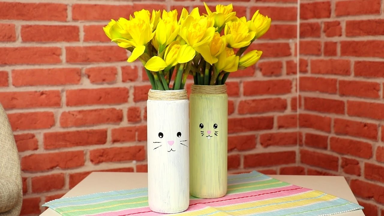 Vase DIY mit Hase selbstgemacht - Anleitung für Bunny Vase - Upcycling!