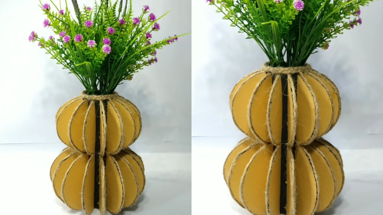 Ide Kreatif Vas Bunga dari Kardus Bekas | Best out Waste Cardboard craft | DIY Reuse Idea
