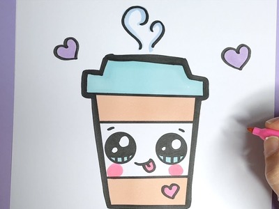 Kawaii Kaffee Getränk malen-  Kawaii Bilder zum Nachmalen