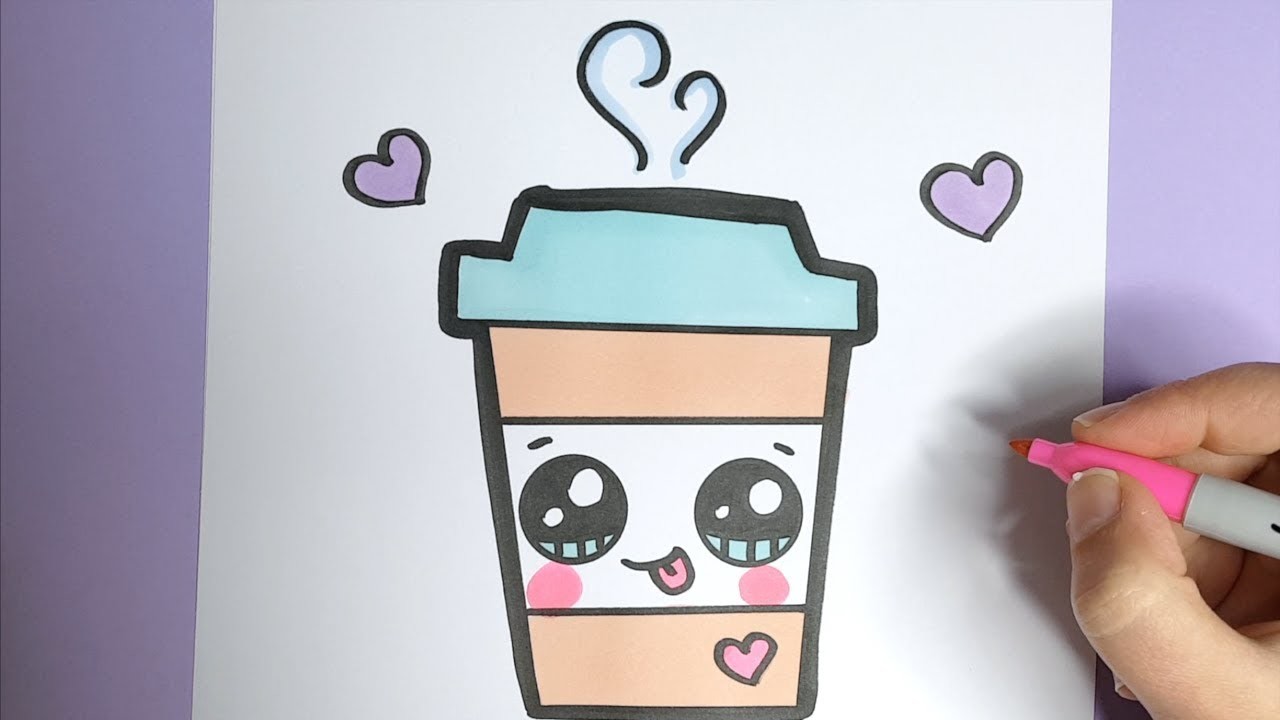 Kawaii Kaffee Getränk malen-  Kawaii Bilder zum Nachmalen