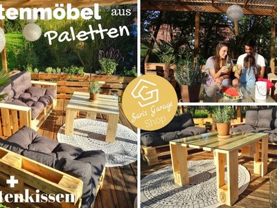 Palettenlounge - Palettenmöbel - Palettensofa - Paletten Lounge + Palettenkissen & Palettenpolster