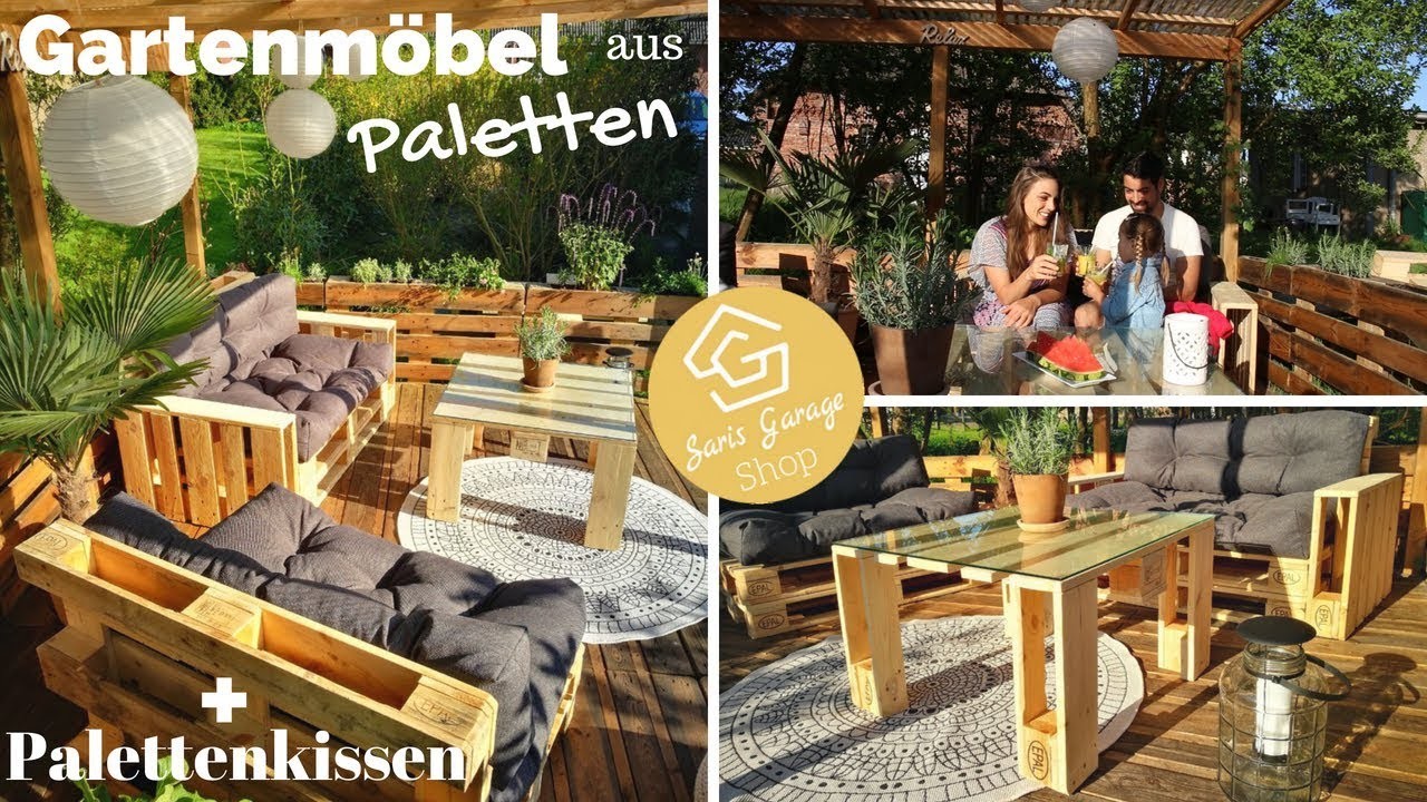 Palettenlounge - Palettenmöbel - Palettensofa - Paletten Lounge + Palettenkissen & Palettenpolster