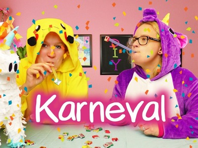 Das Große Karnevals Spezial 2017 - PARTY SPIEL Süßigkeiten ansaugen | DIY INSPIRATION Eva & Kathi