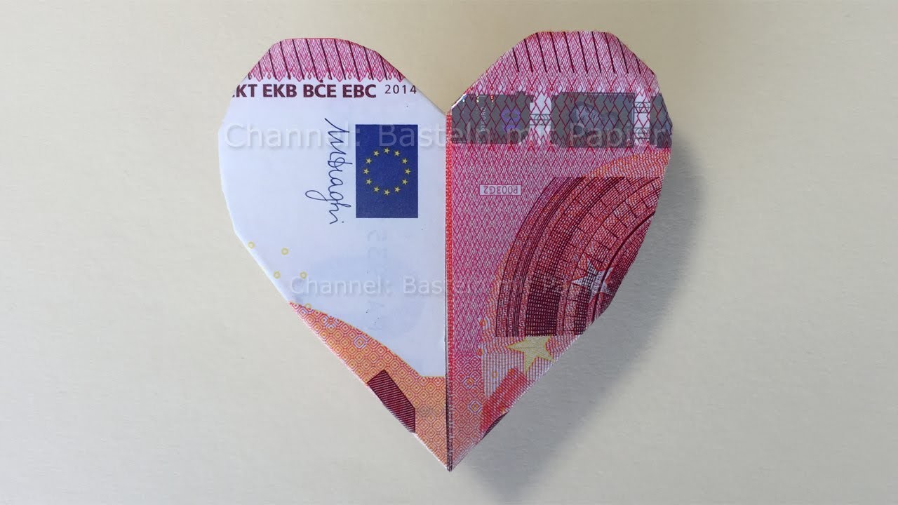 Geldscheine falten Herz ❤ Geld falten zum Herz: Einfaches DIY Origami Herz zum Geldgeschenke basteln