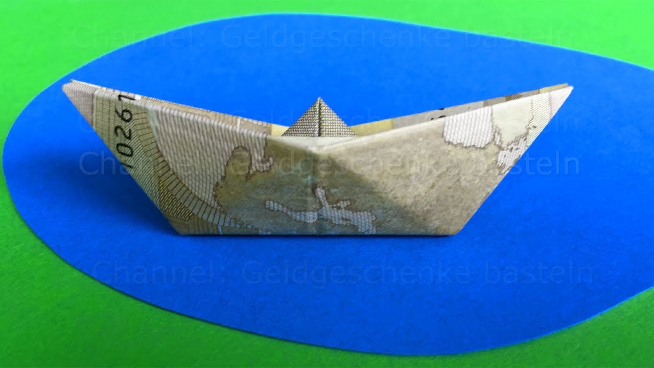 Geldscheine falten Boot - Geld falten Schiff - Einfaches Origami Boot als Geldgeschenk