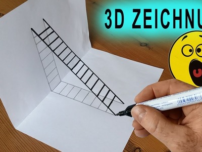 3D Leiter Zeichnung  ILLUSION + Anleitung DIY --- TUTORIAL EASY DRAWING