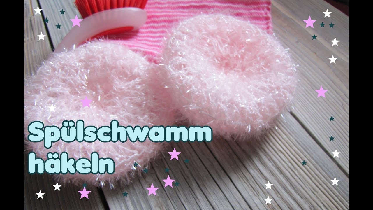 Spülschwamm häkeln. How to crochet Scrubby  (engl. subs)