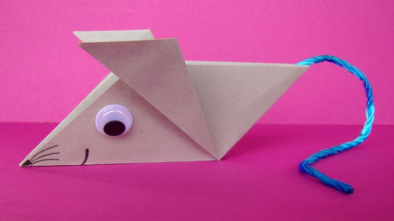 Origami Maus falten - Einfache Origami Tiere aus Papier basteln mit Kindern
