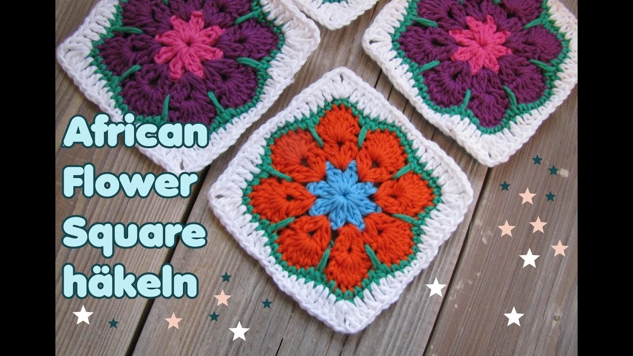 African Flower Granny Square häkeln (Quadrat!)