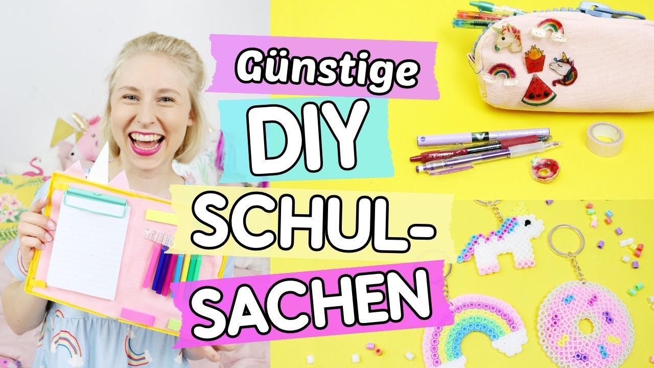 DIY Schulsachen selber machen ♥ Einhorn Organizer ????, Tumblr Pin & Schlüsselanhänger!