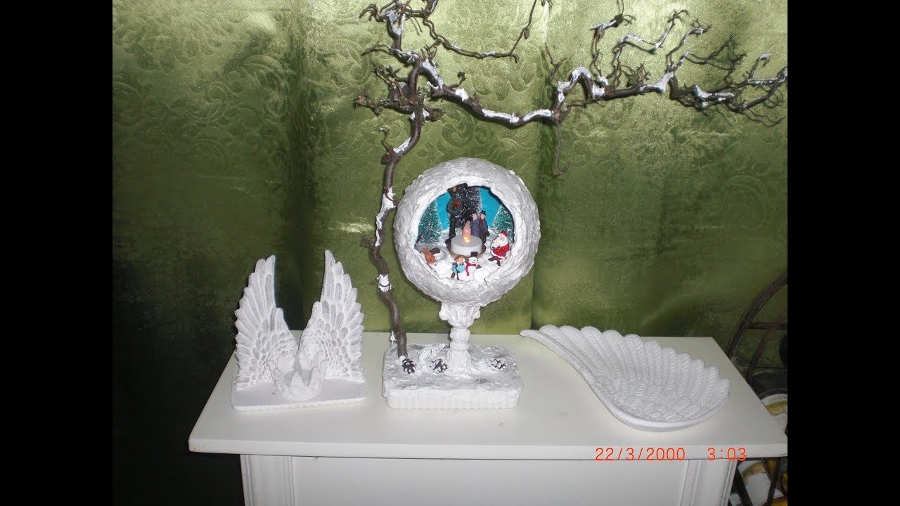 Weihnachtskugel Schneeball aus Keramik selbst gemacht