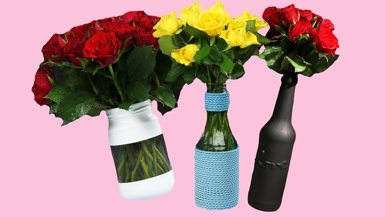 Vase aus Flasche DIY Anleitung für Deko Upcycling