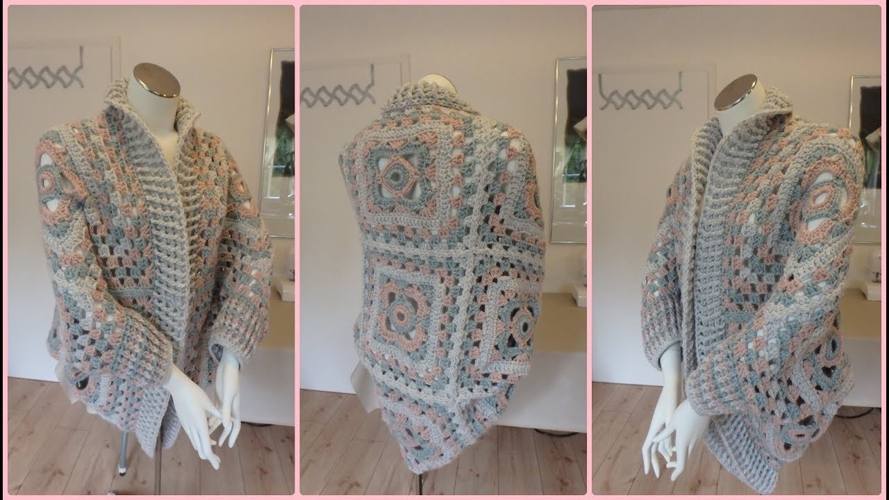 Granny square crochet cardigan 1. part - Step by step for beginners