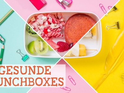 Drei gesunde Pausenbrote mit Farbkonzept