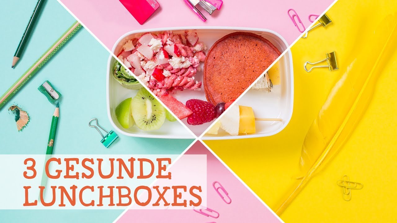 Drei gesunde Pausenbrote mit Farbkonzept