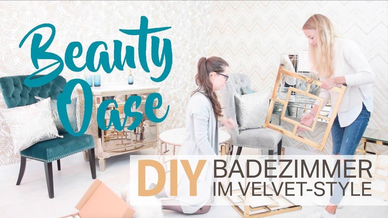 Beauty Oase - Pure Velvet Interior Design Makeover Bathroom Wallpaper Roomtour DIY