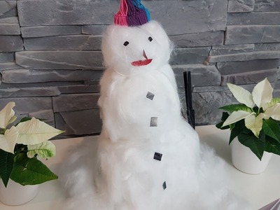How to make a snowman out of cotton ( Schneemann selber basteln )
