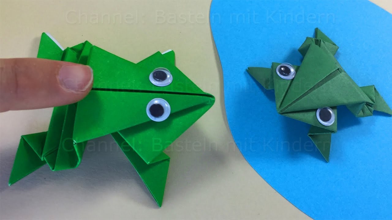 Origami Frosch: Hüpfen & Springen - Einfachen hüpfenden Frosch basteln mit Kindern