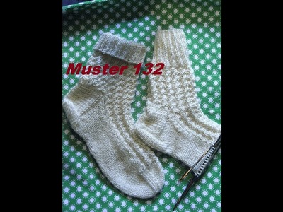 Socken mit Rosenzöpfchen Muster -123 -*Stricken mit Nadelspiel