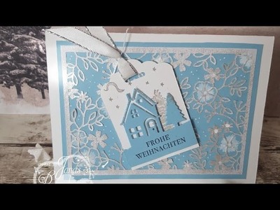 Christmas card with tag. Weihnachtskarte mit Tag mit Produkten von Stampin Up